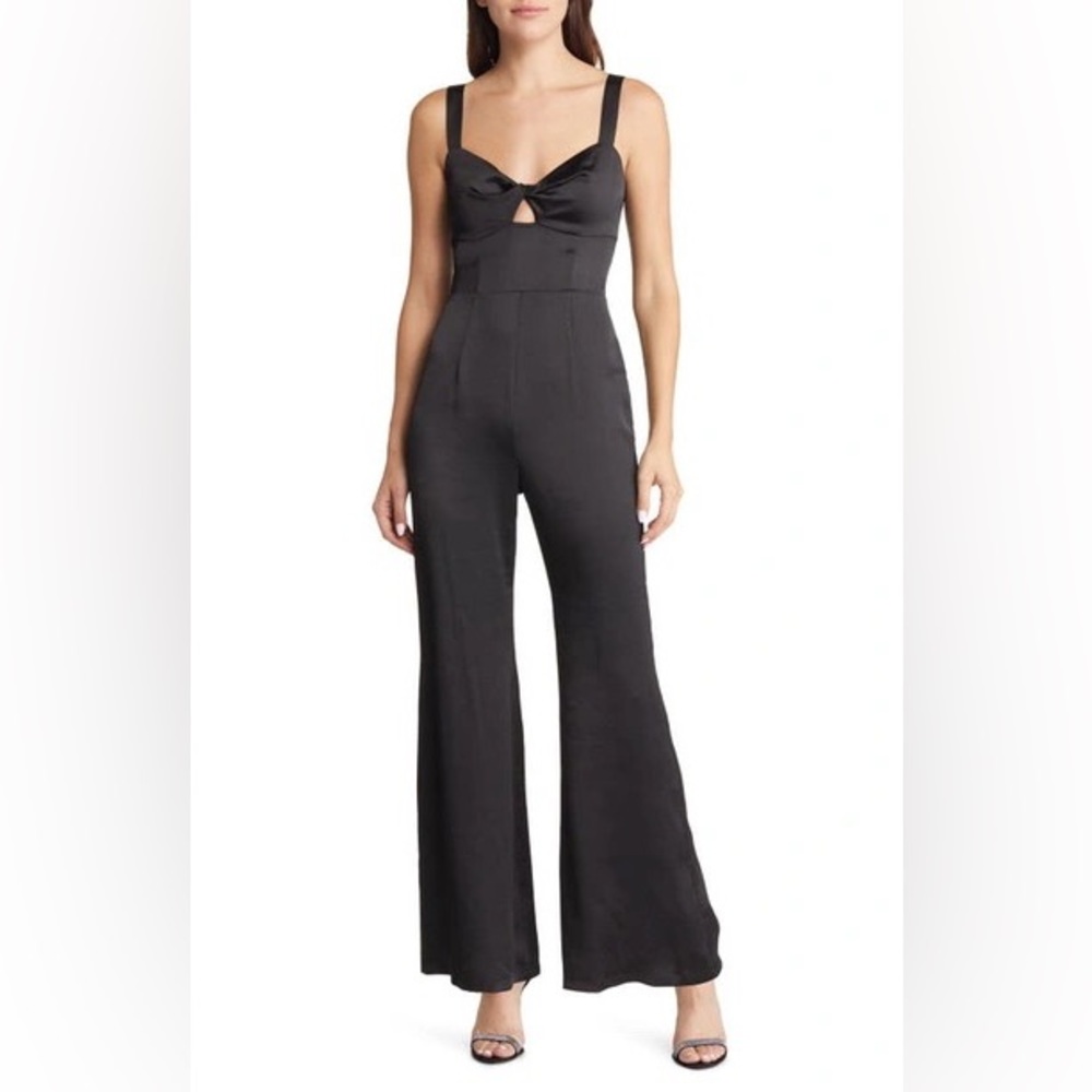 Chelsea28 Black Satin Jumpsuit